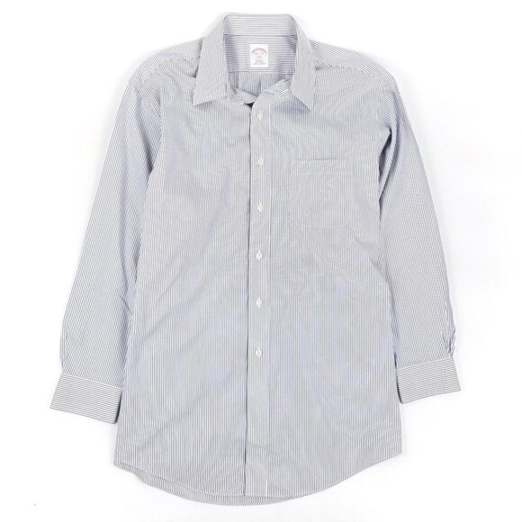 Brooks Brothers 346 Long Sleeve Button Down Dress Shirt Blue Striped Blue 16.5 - Picture 1 of 8